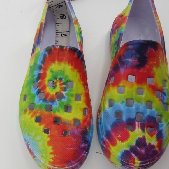 Vans Off The Wall Tie-Dye Colorful Rainbow Kids Slip-On Shoes Size 1 Unisex - Picture 10 of 10